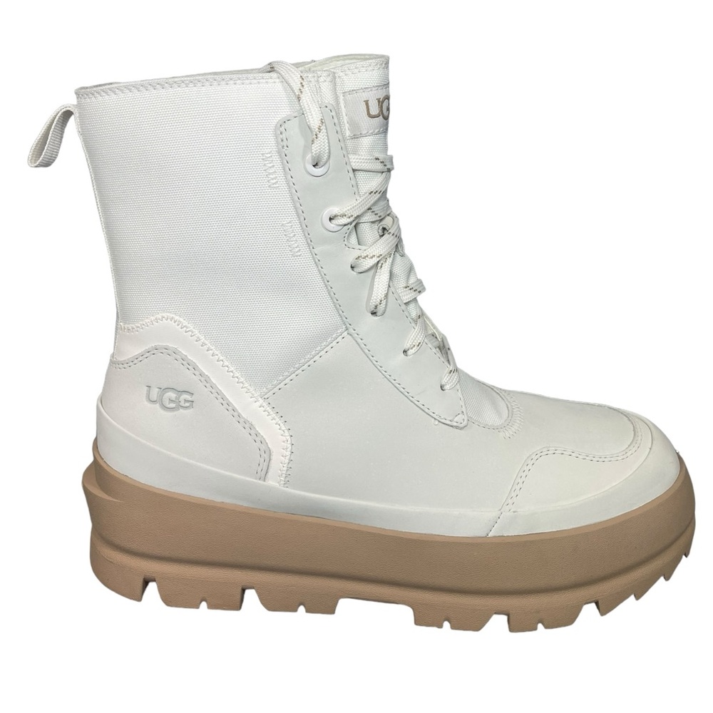 ⚡️SOLD⚡️Ugg The Lug Boots Leather Canvas Combat Waterproof Bright White - Picture 6 of 16